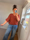 V Neck Jumper - Rust