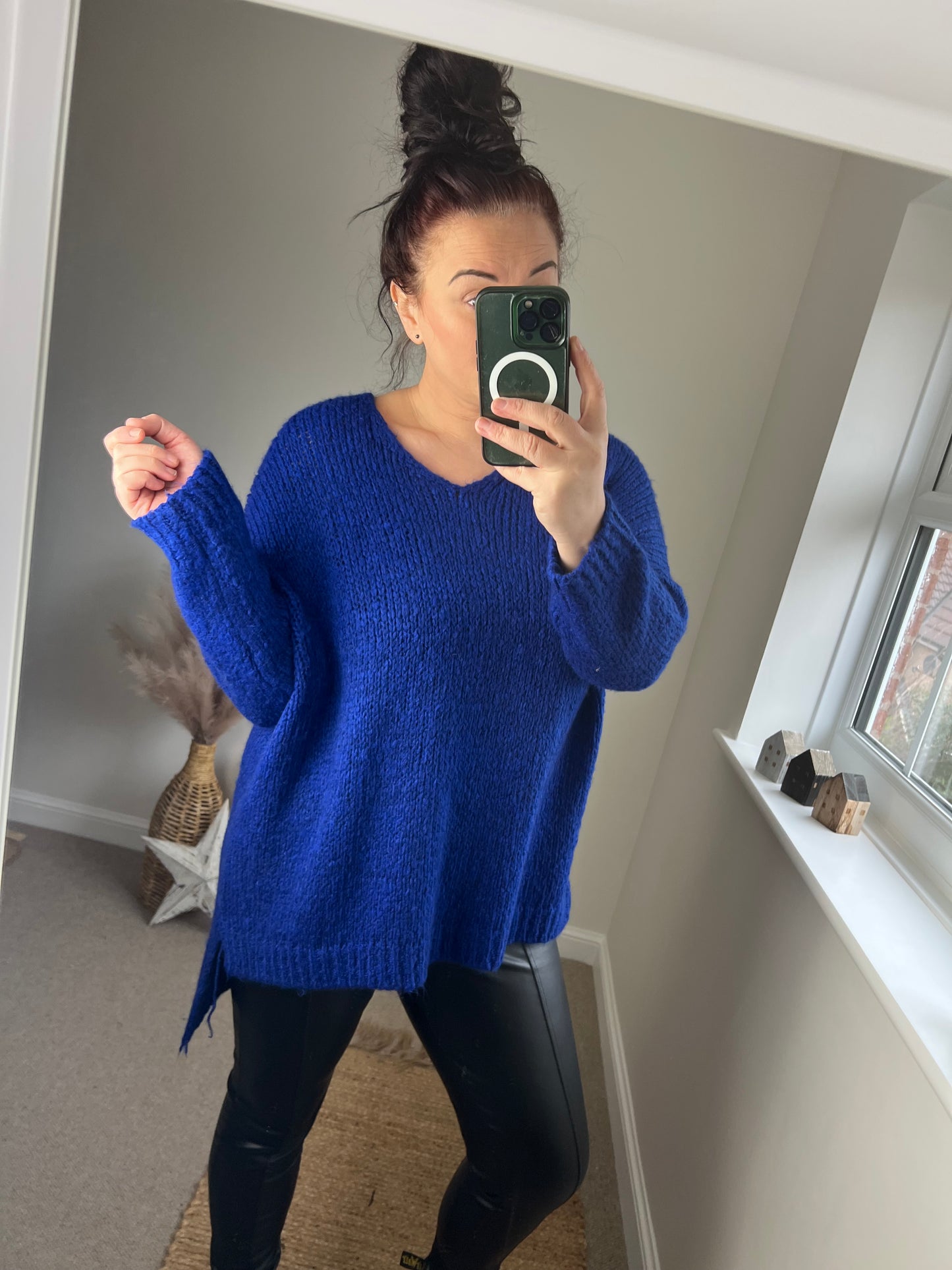 Chunky Knit Hi Low Jumper - Cobalt