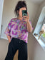 One Button Butterfly Top - Purple