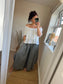 Linen Floaty Trousers - Grey