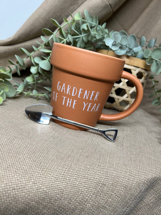 Plant Pot Mug & Shovel Spoon Set - Gardener of the Year