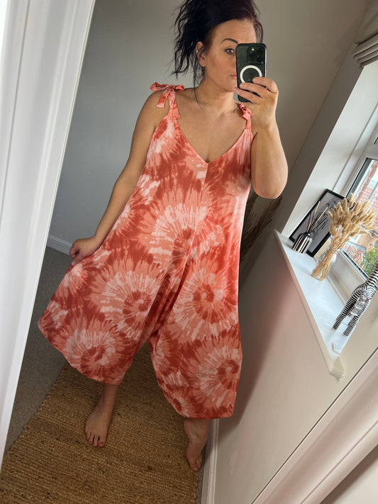 Tie Dye Jumpsuit - Coral