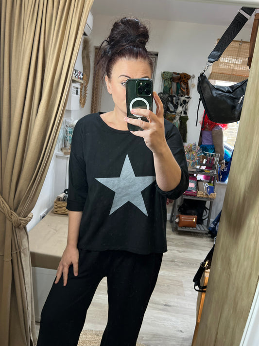 Jersey Star Top - Black