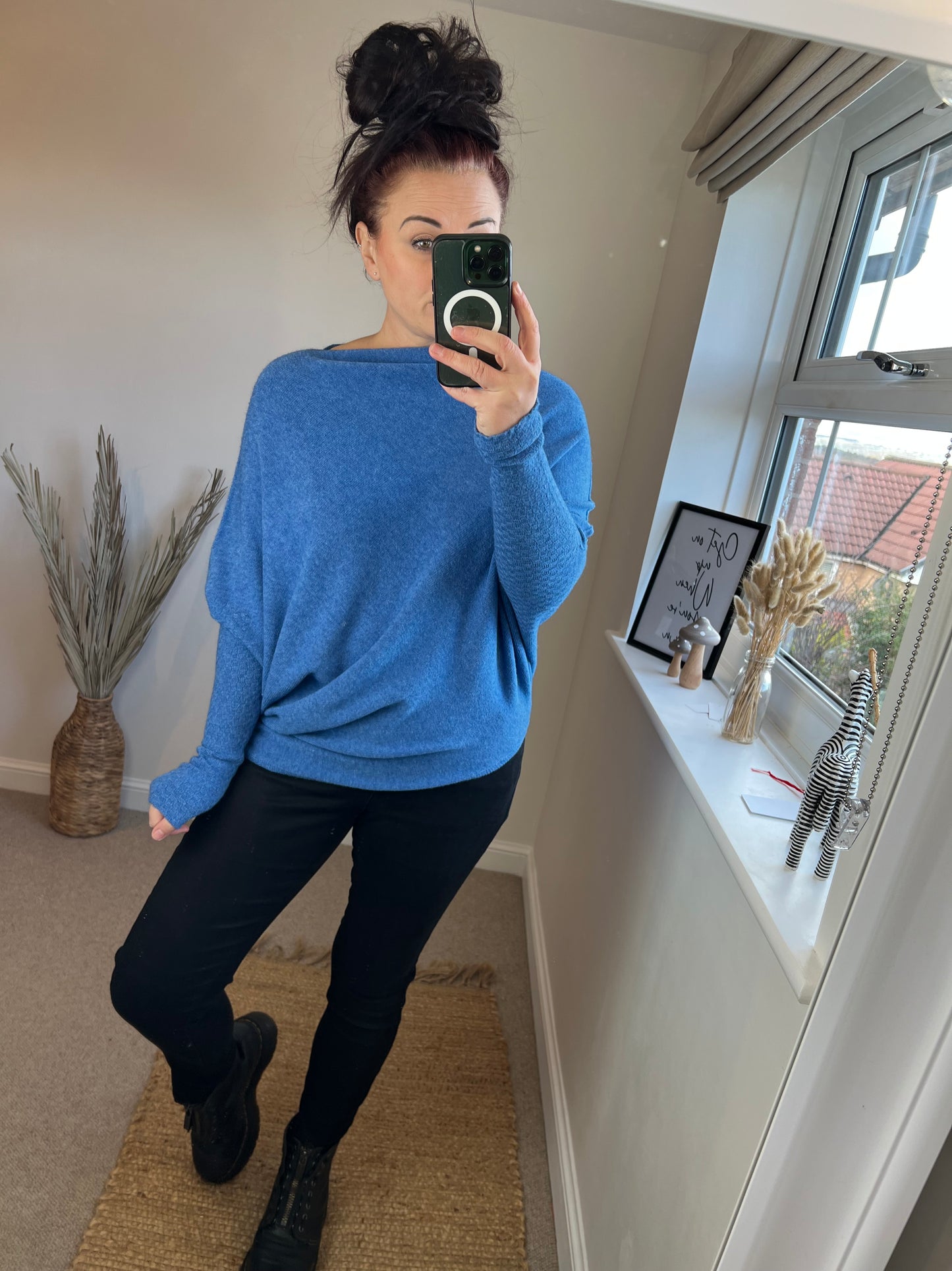 Asymmetric Drape Jumper - Blue