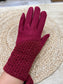 Cable Gloves with Touch Screen Finger - Wine