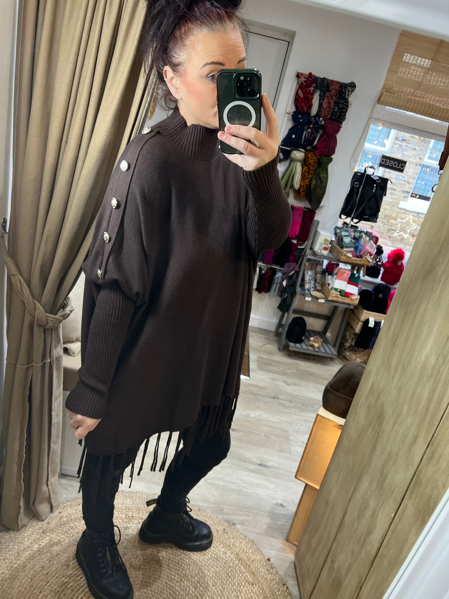 Military Tassel Jumper - Chocolate