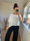 Linen Button Back Top - White