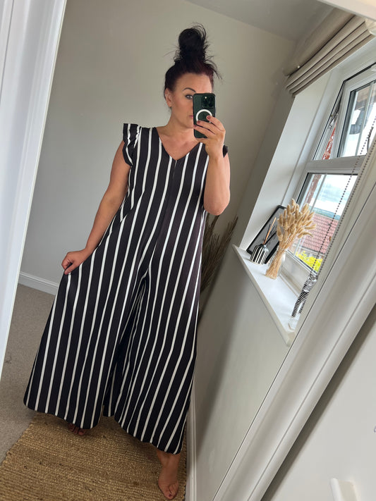 Stripe Jumpsuit - Chocolate