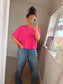 Boxy Short Sleeve Jumper - Pink