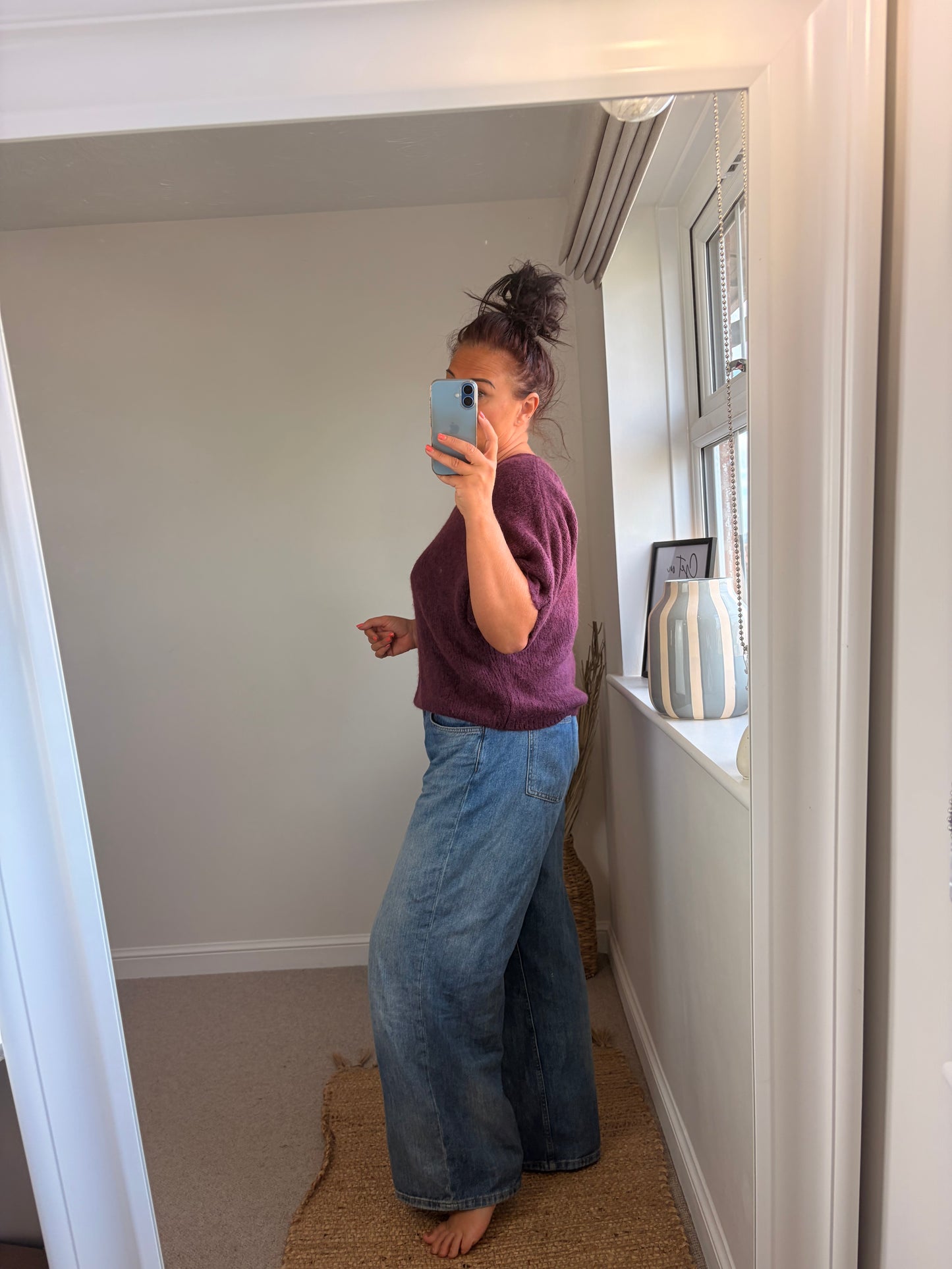 V Neck Jumper - Plum