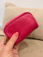 Leather Triple Compartment Purse - Cerise