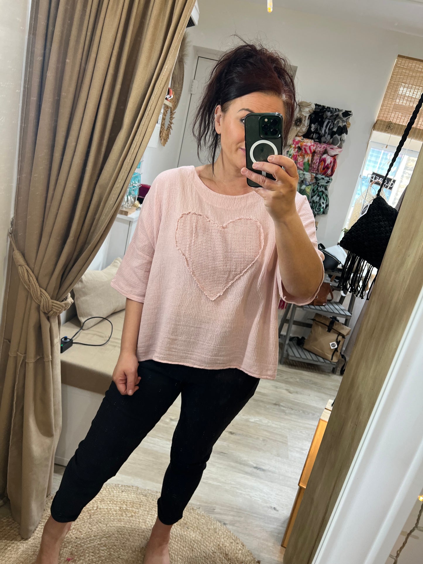 Waffle Heart Top - Pink