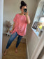 Linen Mix Longline Drawstring Top - Coral