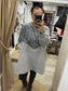 Oversized Sequin Sweatshirt with Pockets - Grey