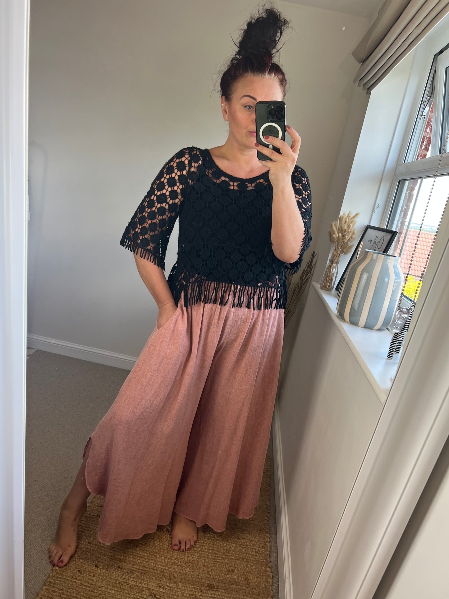 Crochet Tassel Top - Black