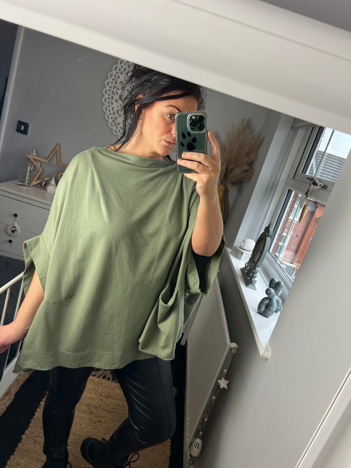 Slash Neck Jersey Top - Khaki