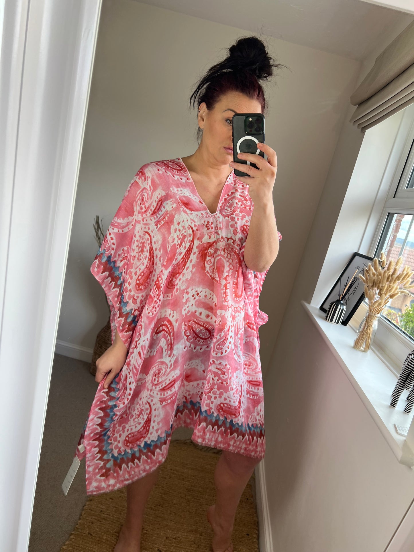 Kaftan Cover Up - Paisley Coral