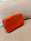 Leather Triple Compartment Purse - Orange