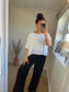 Linen Button Back Top - White