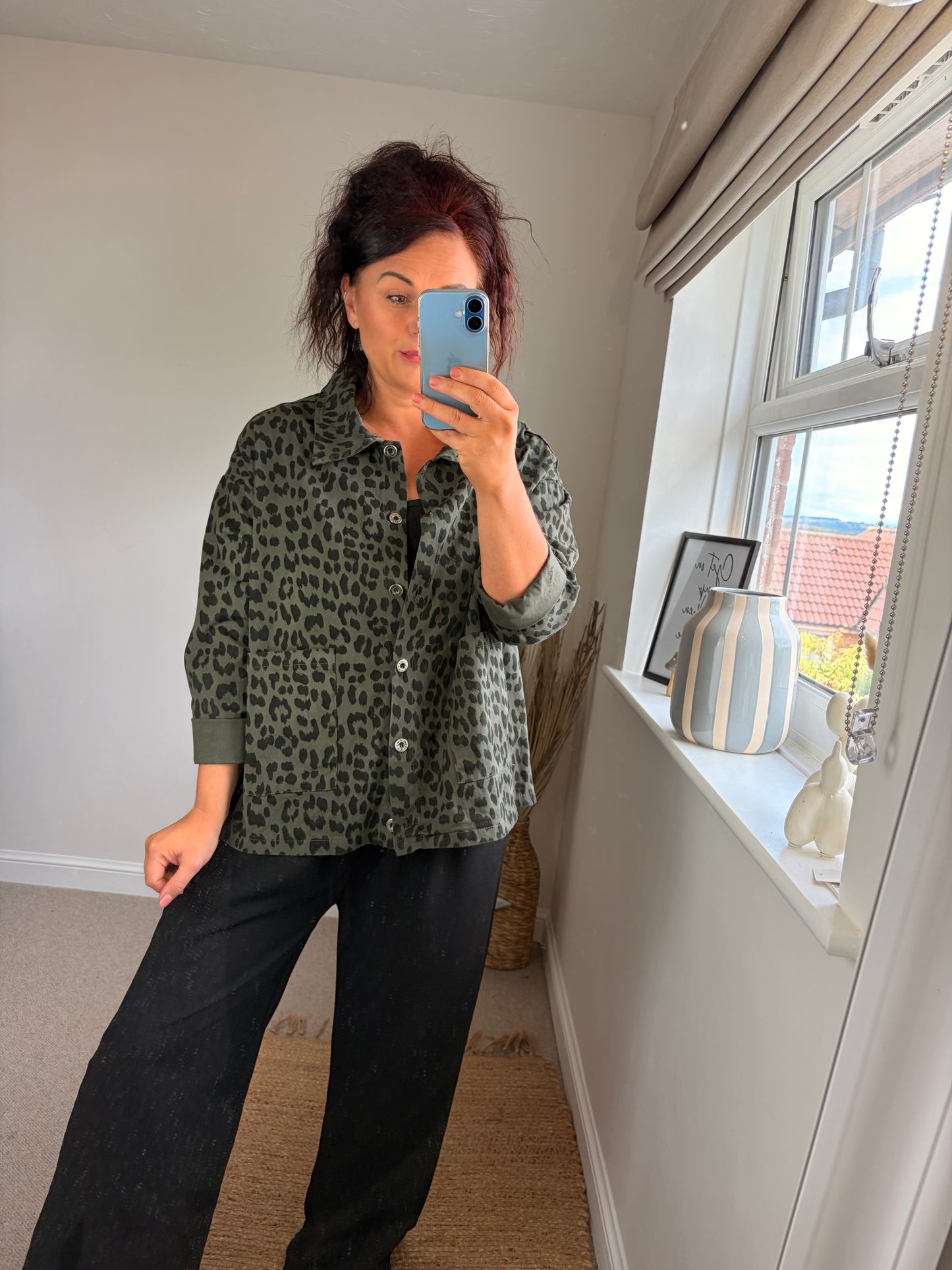 Leopard Shirt Jacket - Khaki