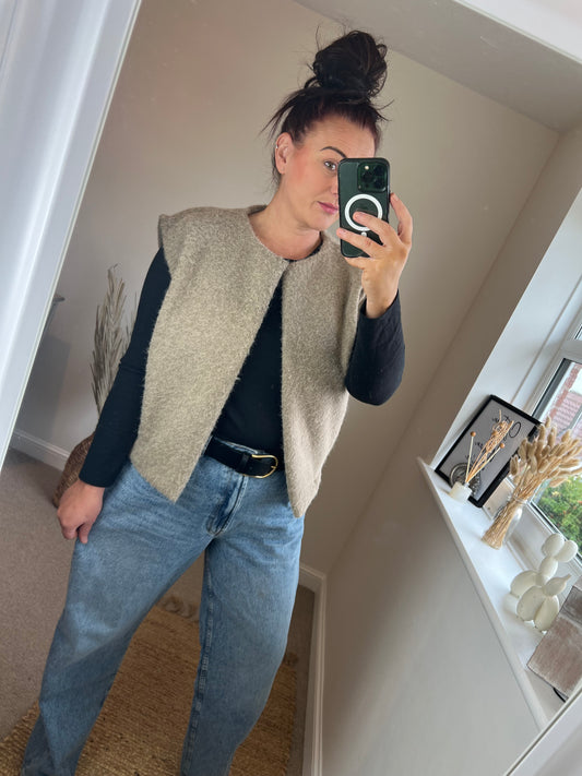 Bomber Waist Coat - Beige
