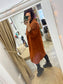 Boiled Wool Open Waterfall Coat - Rust