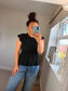 Shirred Peplum Top - Black