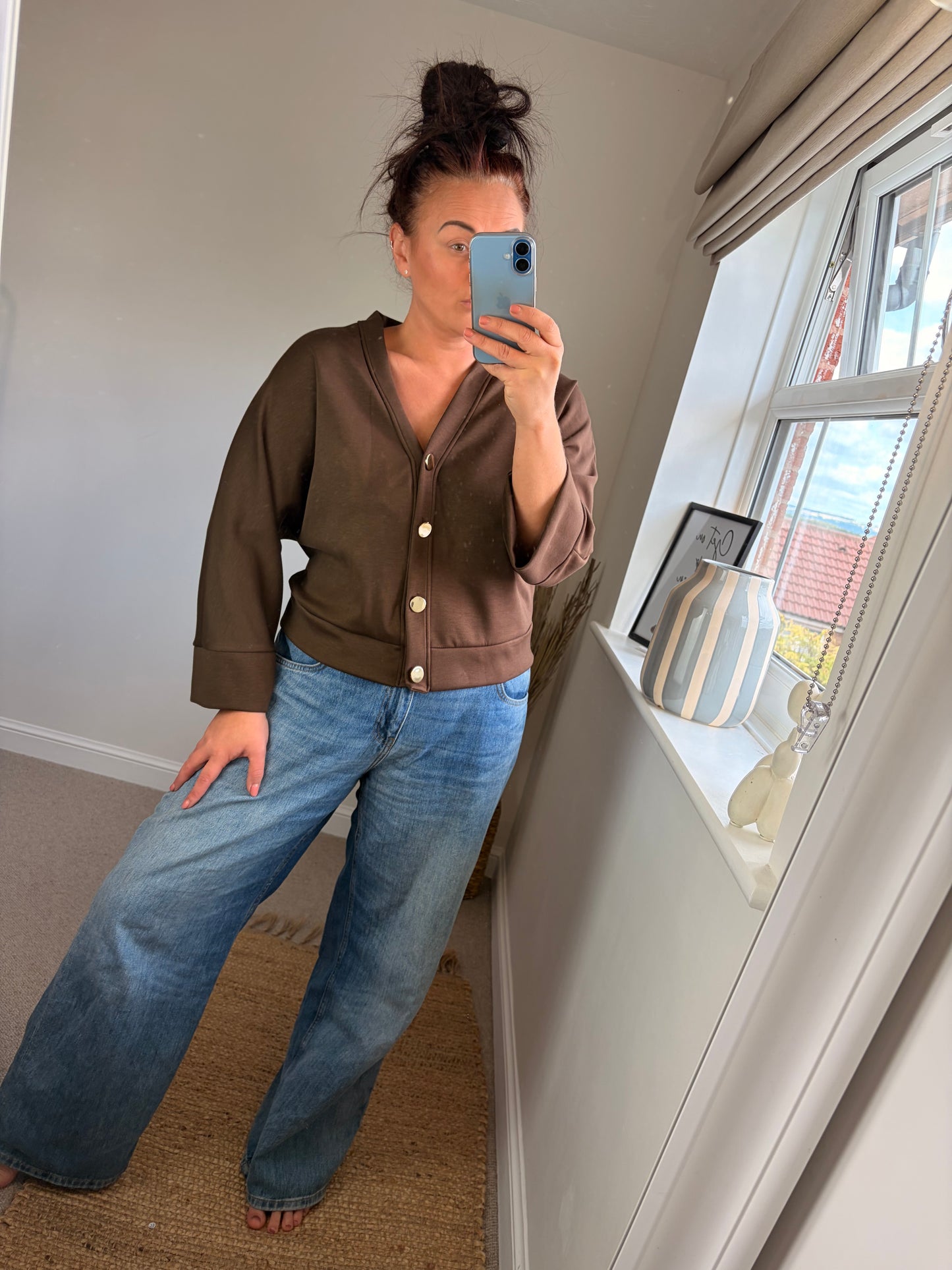 Soft Jersey Cardigan - Chocolate
