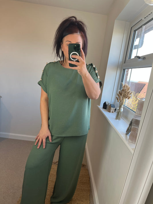 Military Top & Trouser Set - Khaki