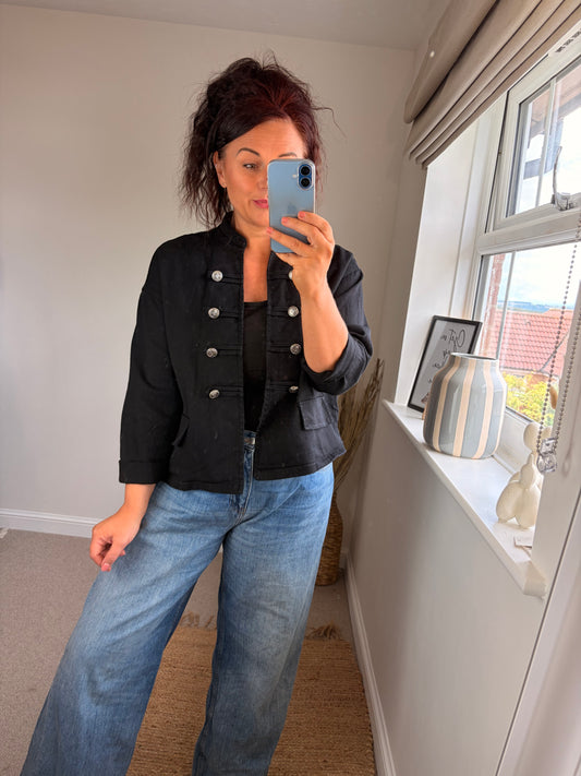 Military Denim Jacket - Black