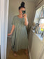 Cotton Stripe Cocoon Dress - Khaki