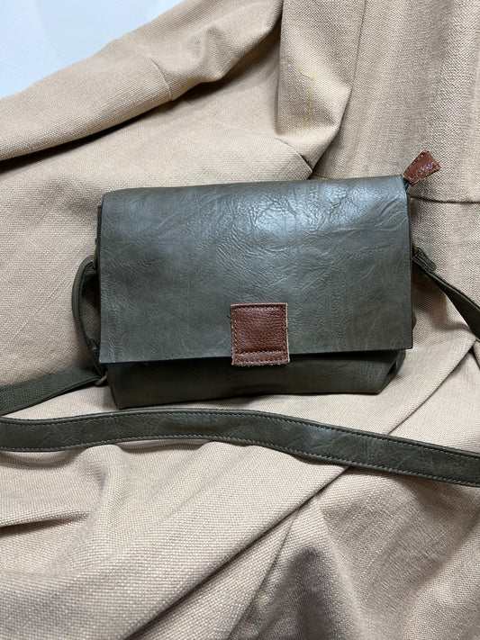 Double Compartment Crossbody Bag - Khaki