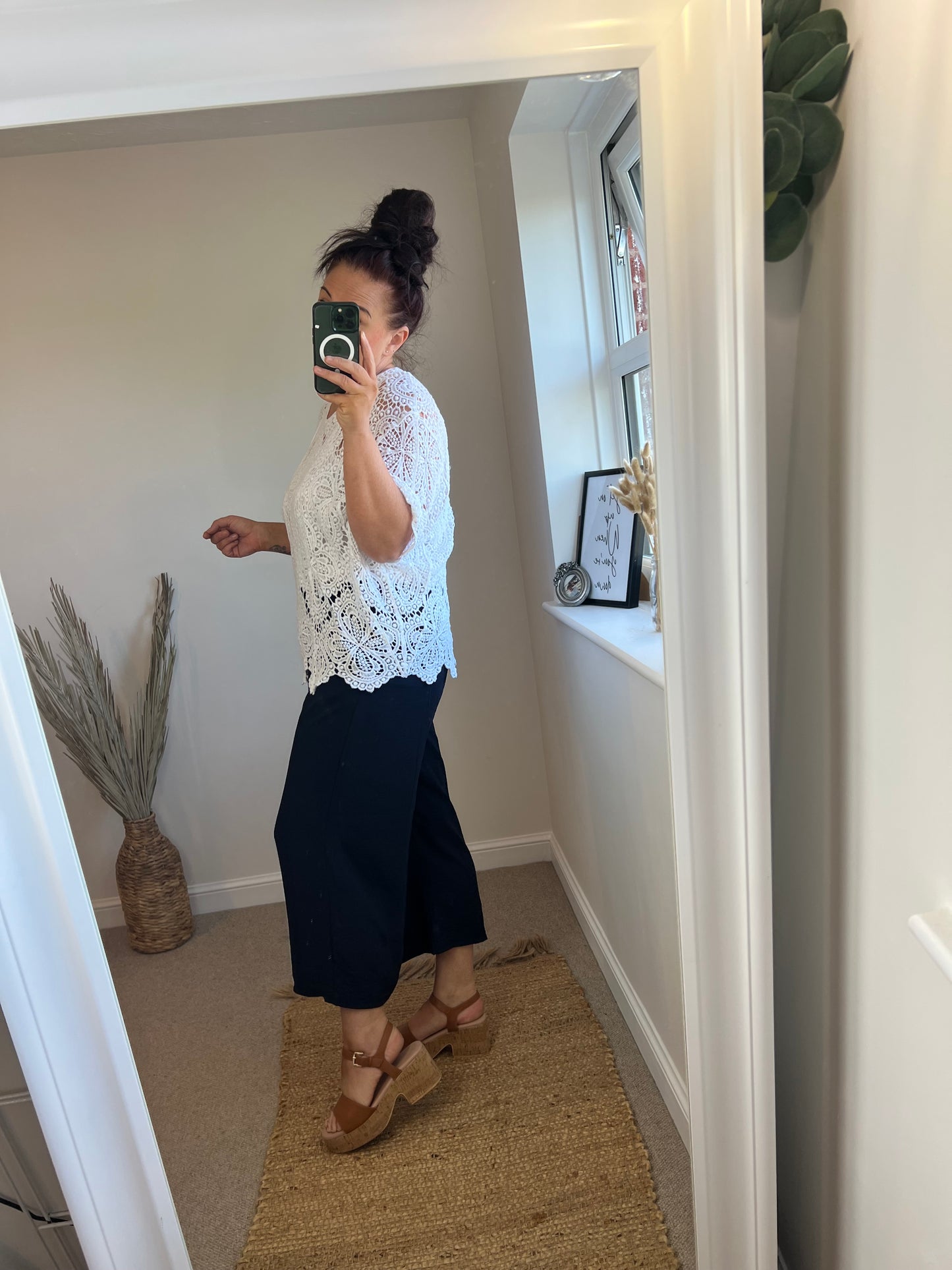 Crochet Top with Vest Top - White