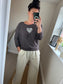 Fine Knit Sequin Heart Jumper - Chocolate