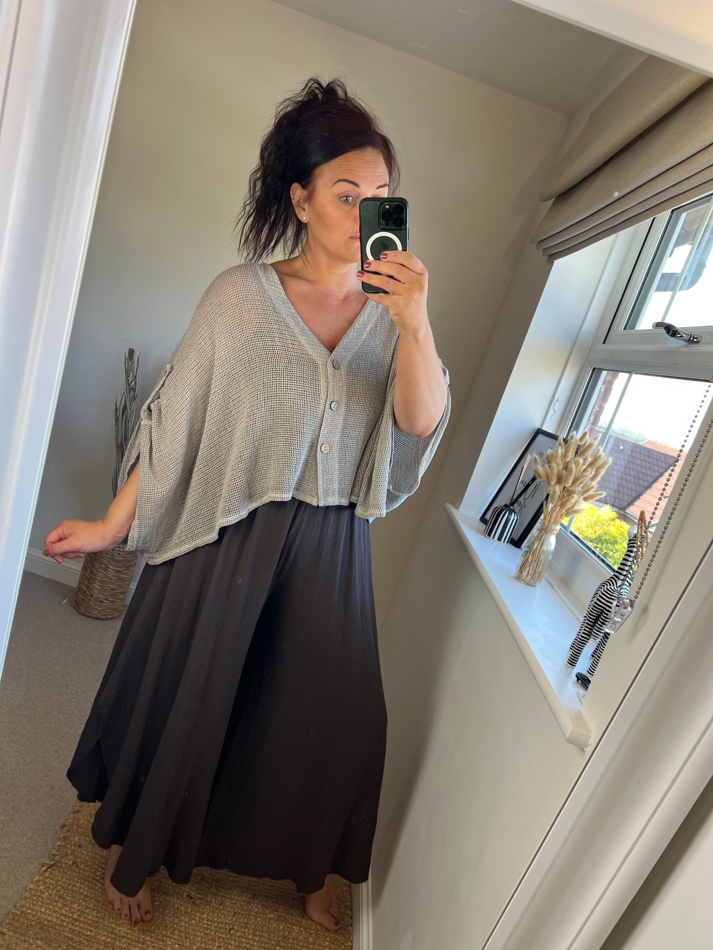 Waffle Button Top - Mocha