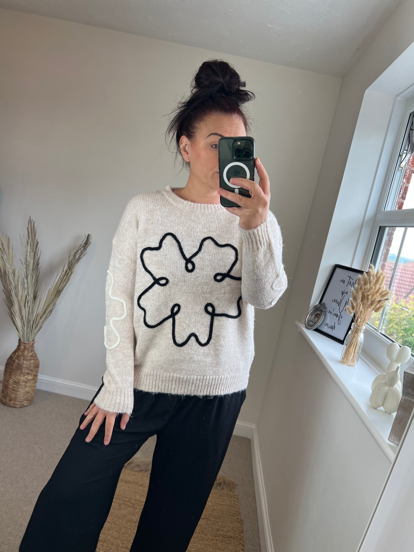 Flower Chunky Jumper - Cream