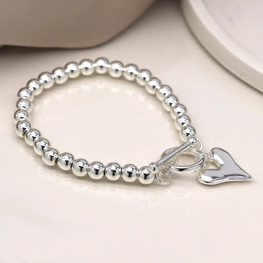 Peace of Mind - Silver Plated Heart T-bar Bracelet