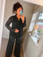 Lace Flute Sleeve Shirt - Black