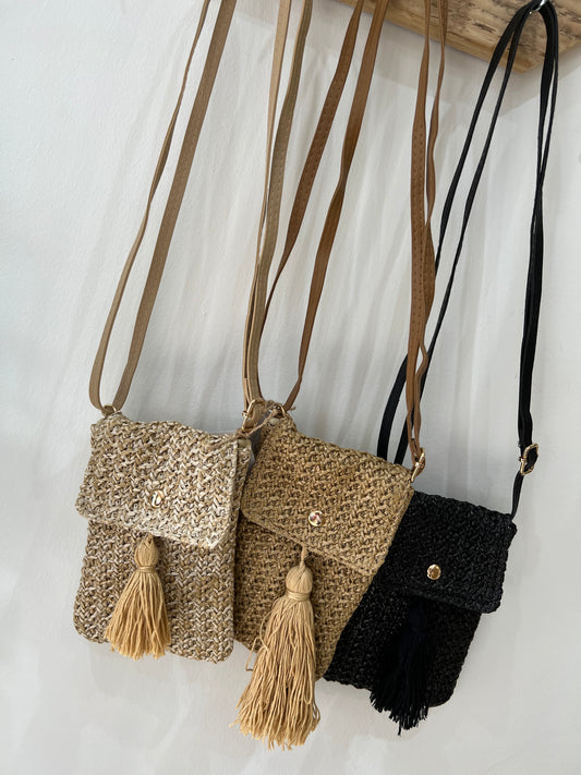 Rattan Style Phone Pouch Bag