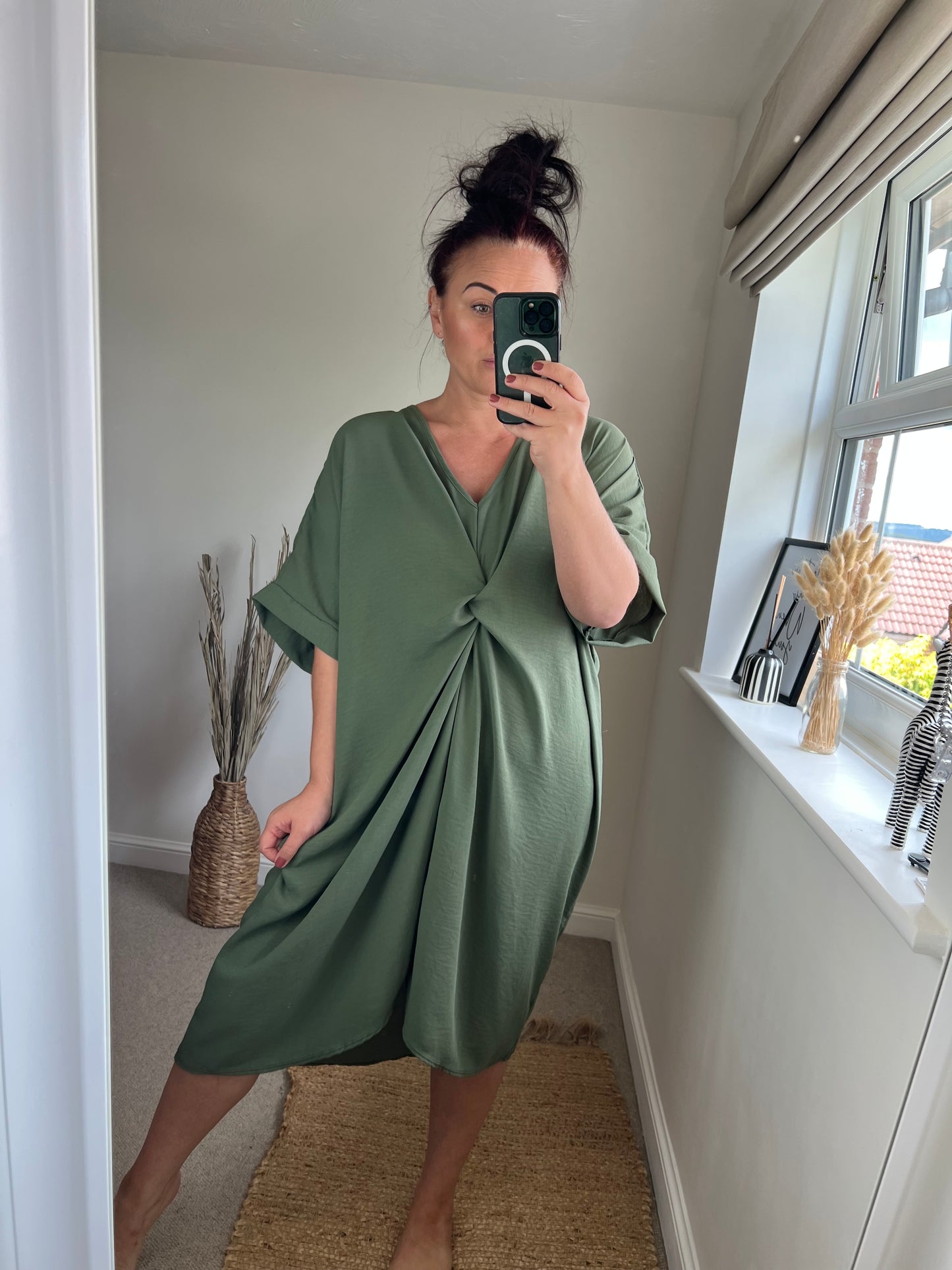 Twist Front Dress - Khaki