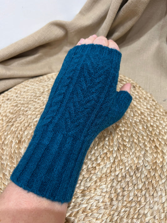 Cashmere Blend Fingerless Gloves - Teal