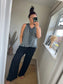Gingham Vest Top - Black