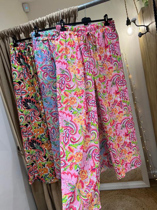 Wide Leg Trousers - Floral