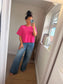Boxy Short Sleeve Jumper - Pink
