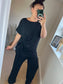 Tie Top & Trouser Set - Black