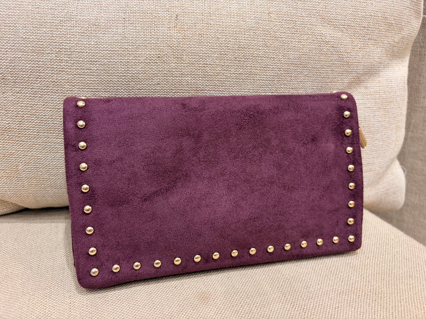 Small Faux Suede Crossbody Bag - Wine