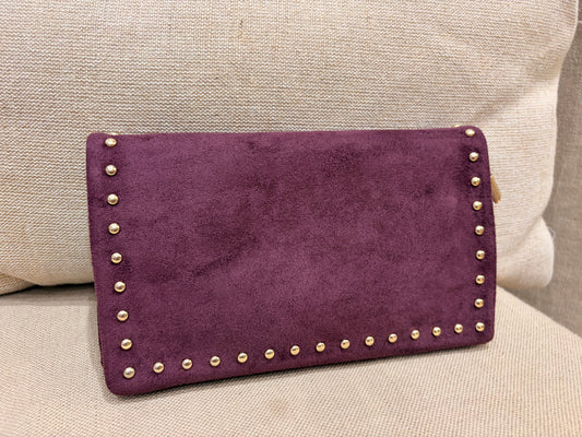 Small Faux Suede Crossbody Bag - Wine