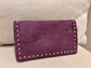 Small Faux Suede Crossbody Bag - Wine