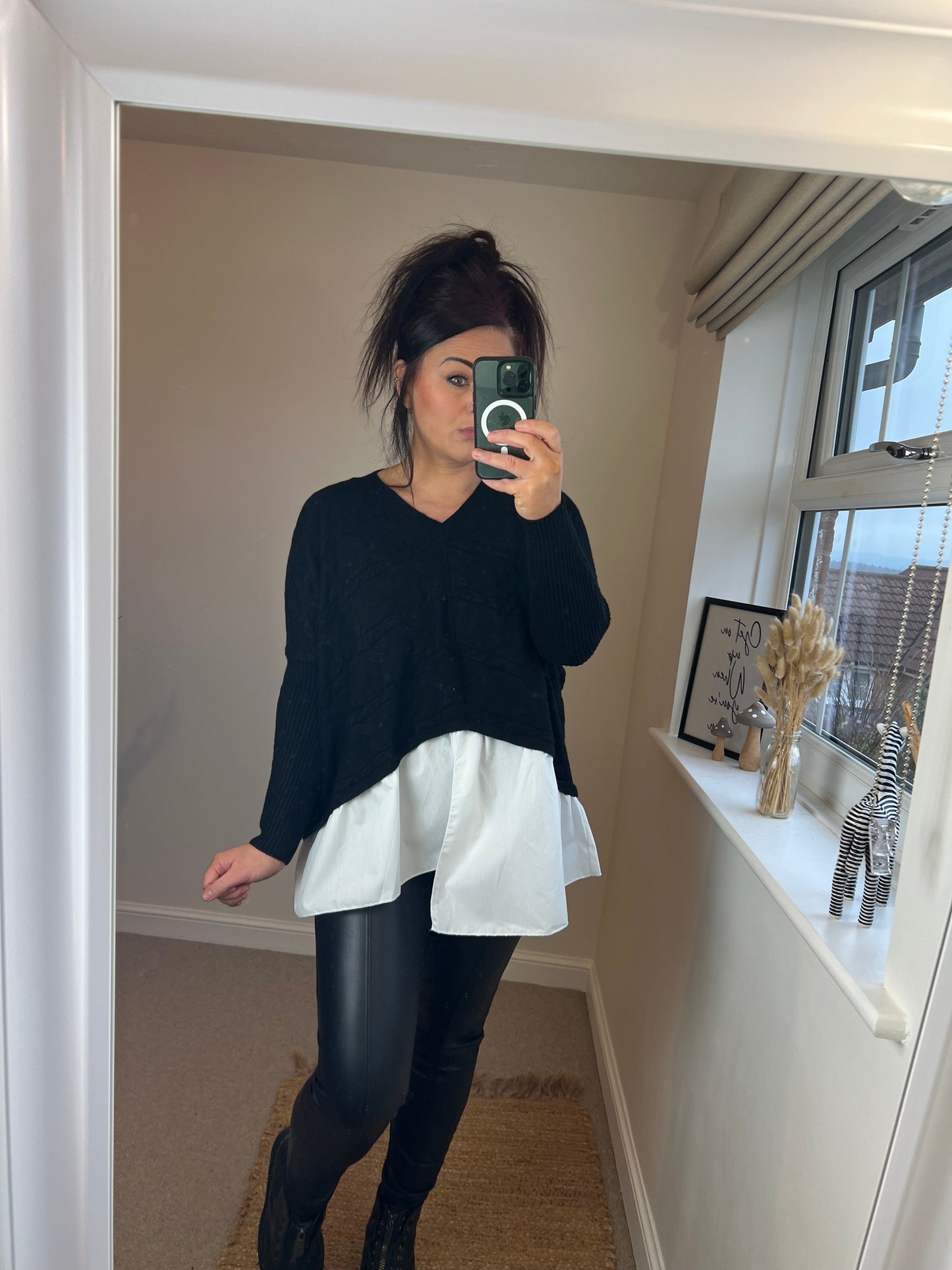 2 in 1 Jumper with Shirt - Black