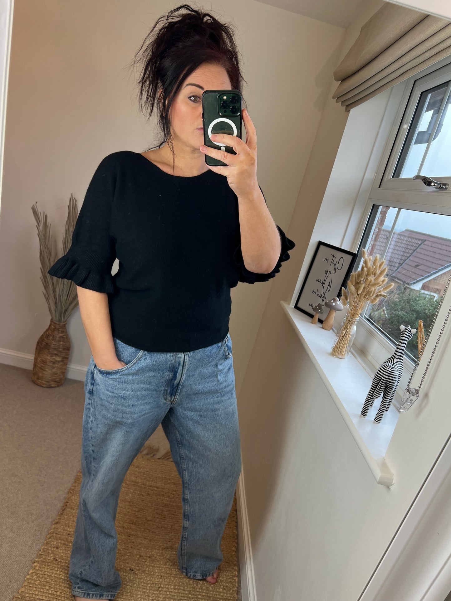 Flute Sleeve Jumper - Black